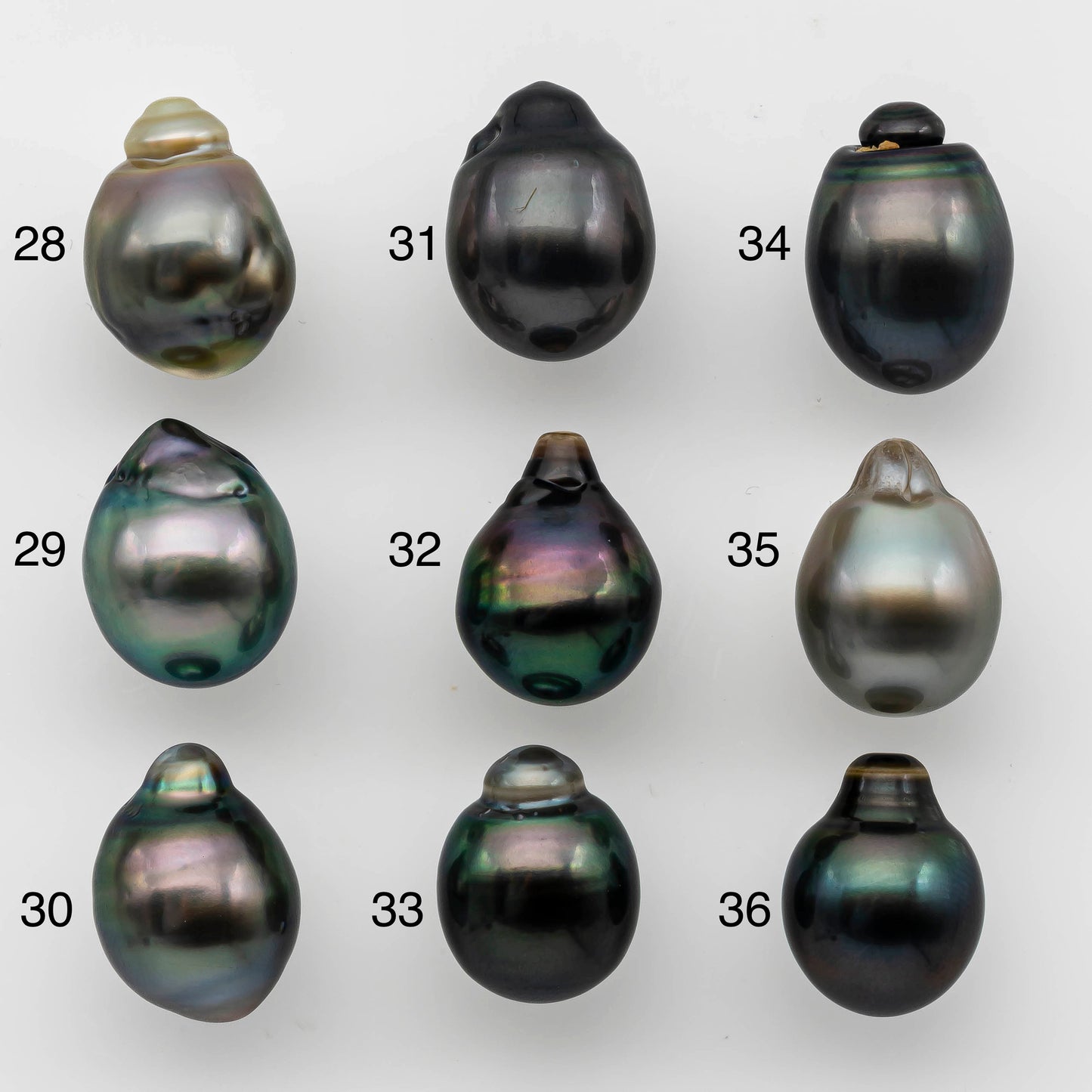 10-11mm Natural Color Tahitian Pearl Drop Shape Loose Single Piece Undrilled in High Luster and Minor Blemishes, SKU # 1488TH