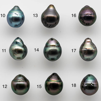 8-9mm Tahitian Pearl Tear Drops Undrilled Loose High Luster in Natural Color with Blemish, One Single Piece, SKU # 1459TH