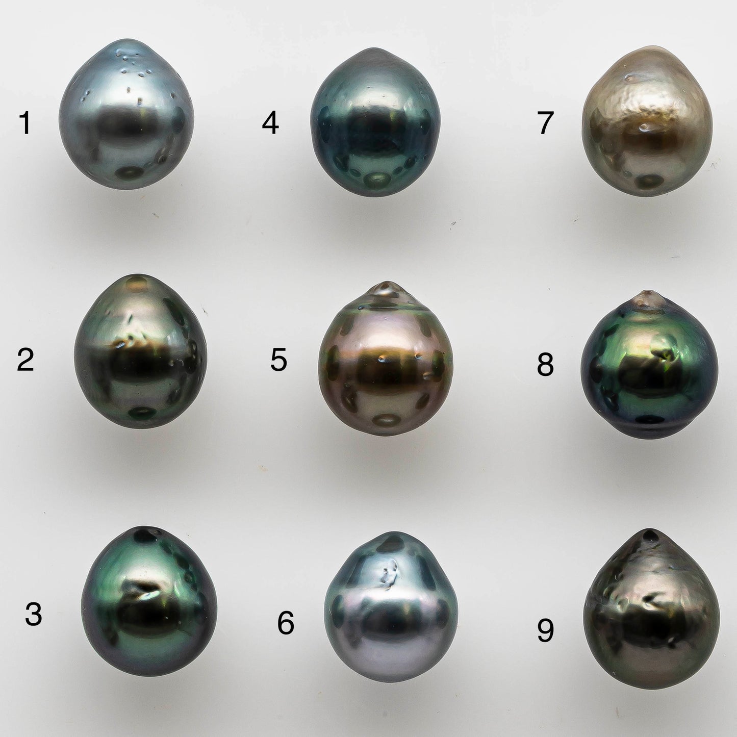 8-9mm Tahitian Pearl Tear Drops Undrilled Loose High Luster in Natural Color with Blemish, One Single Piece, SKU # 1459TH