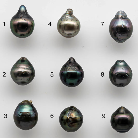 7-8mm Tahitian Pearl Teardrops Loose Undrilled High Luster in Natural Color with Blemish, One Single Piece, SKU # 1461TH