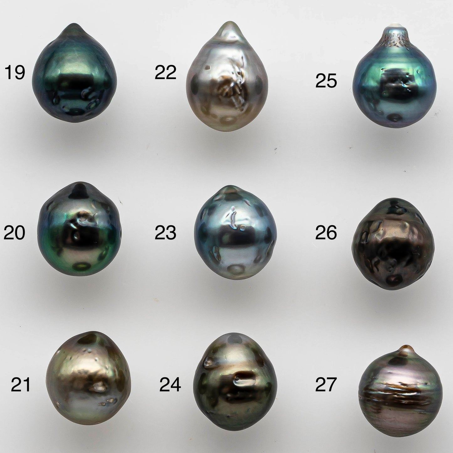 8-9mm Loose Tahitian Pearl Teardrops Undrilled in High Luster and Natural Color with Blemish, Single Piece, SKU # 1463TH