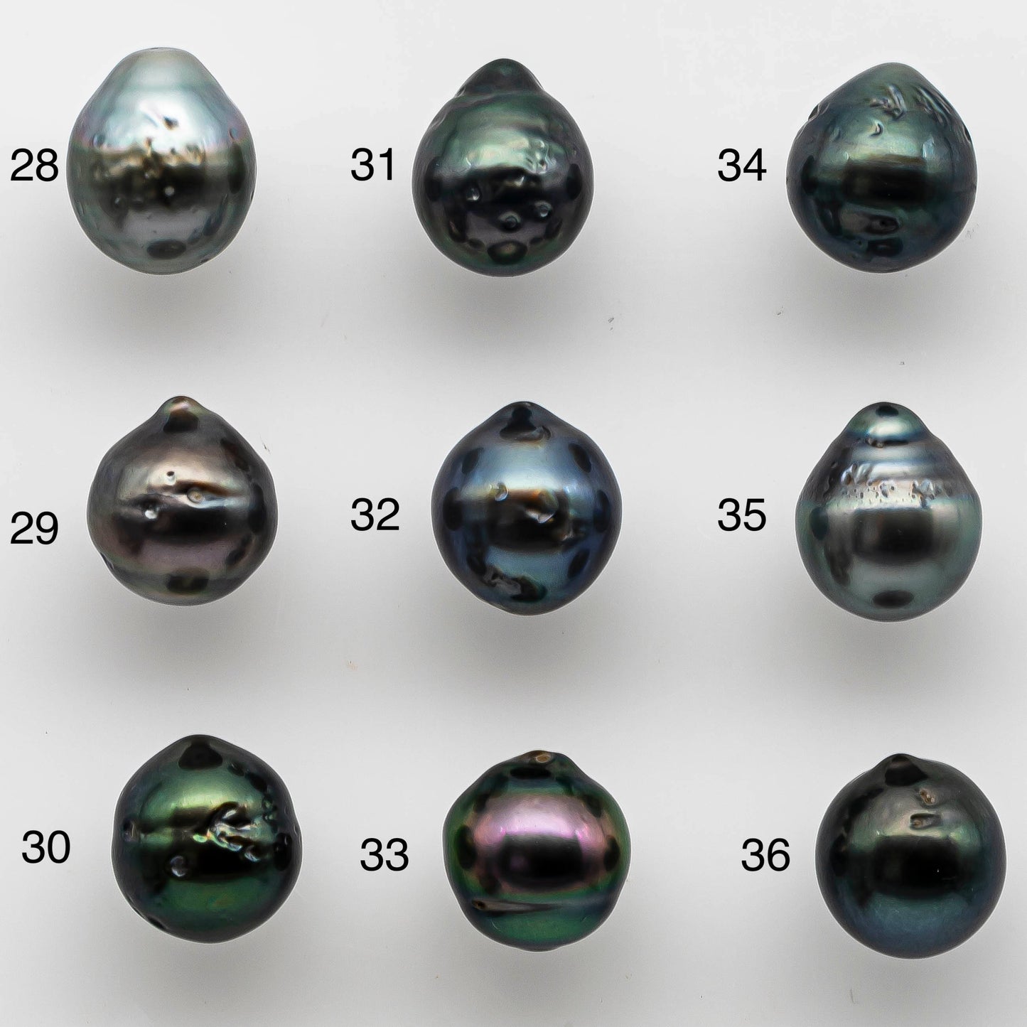 8-9mm Loose Tahitian Pearl Teardrops Undrilled in High Luster and Natural Color with Blemish, Single Piece, SKU # 1463TH