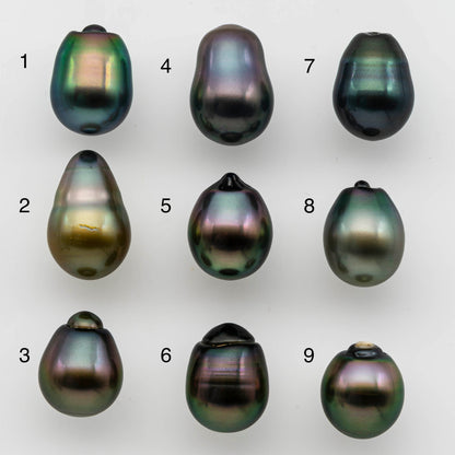 10-11mm Tahitian Pearl Baroque Drops in Natural Color and High Luster, Undrilled Loose Single Piece, SKU # 1482TH
