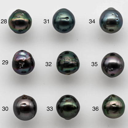 8-9mm Undrilled Tahitian Pearl Loose Teardrops in Natural Color and High Luster with Blemishes, Single Piece, SKU # 1464TH