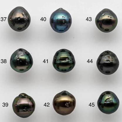 8-9mm Undrilled Tahitian Pearl Loose Teardrops in Natural Color and High Luster with Blemishes, Single Piece, SKU # 1464TH