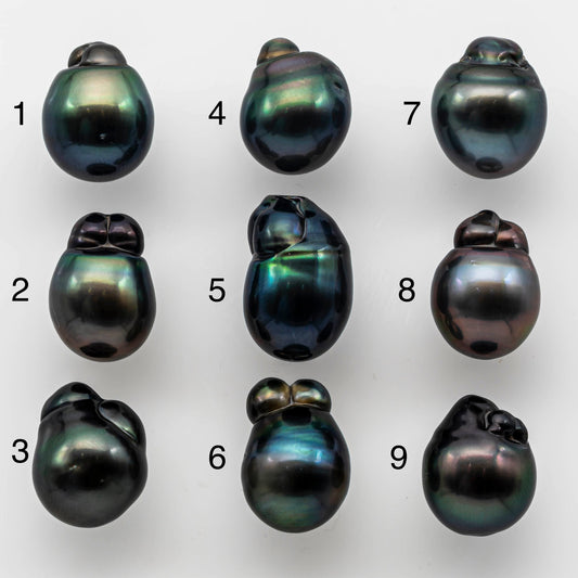 11-12mm Baroque Tahitian Pearl Single Loose Piece Undrilled Teardrop Shape in High Luster and Natural Color, SKU # 1496TH