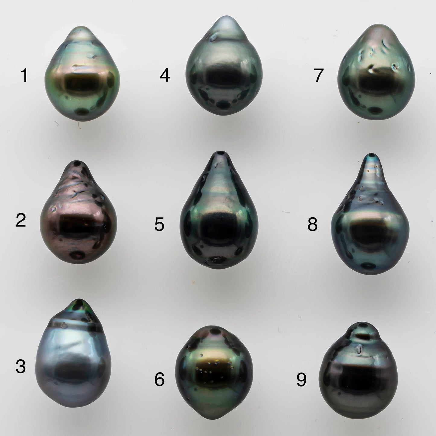 8-9mm Tahitian Pearl Undrilled Loose Teardrop in High Luster and Natural Color with Blemishes, SKU # 1466TH