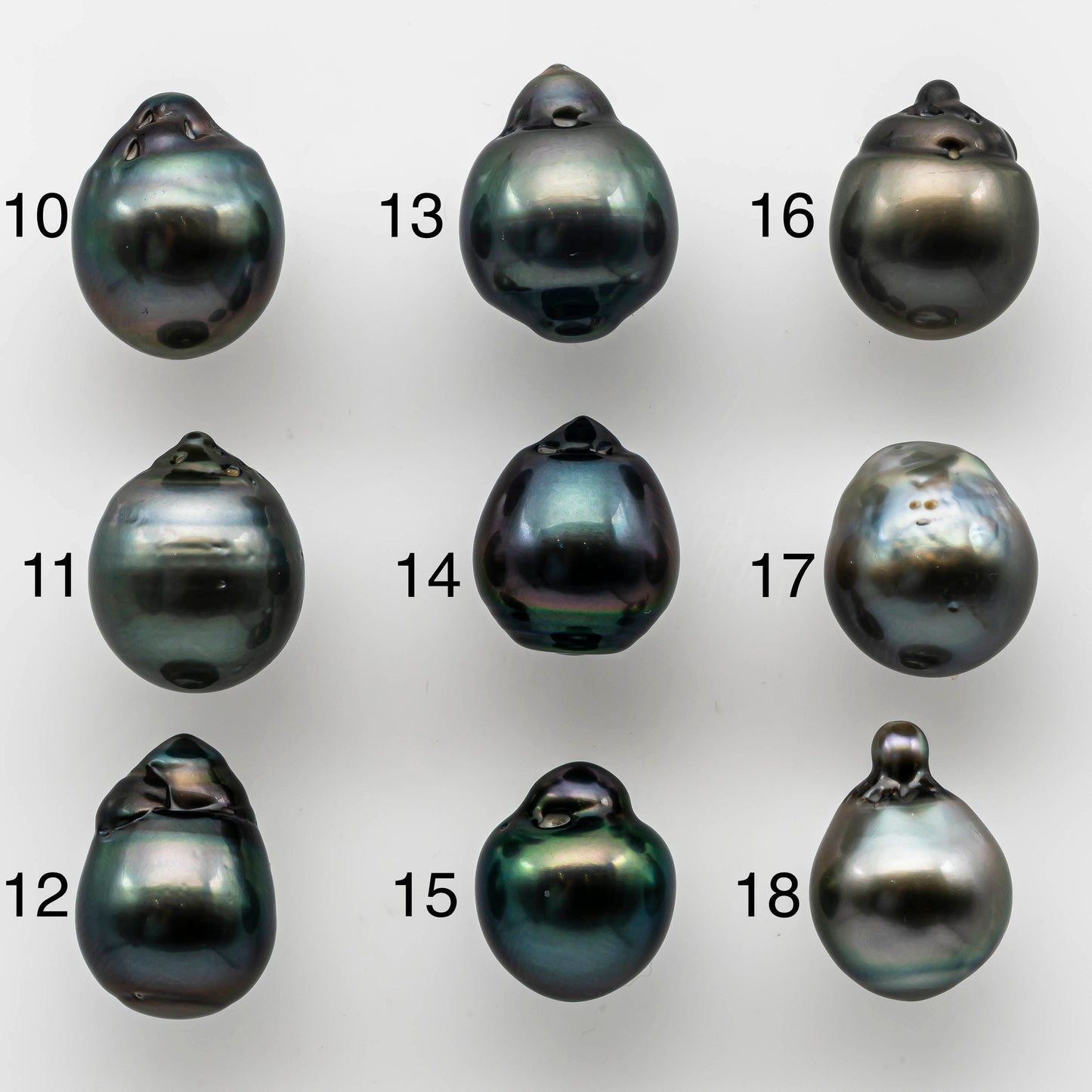 11-2mm Teardrop Tahitian Pearl Undrilled Loose Single Piece in Natural Color and High Luster with Blemishes, SKU # 1497TH