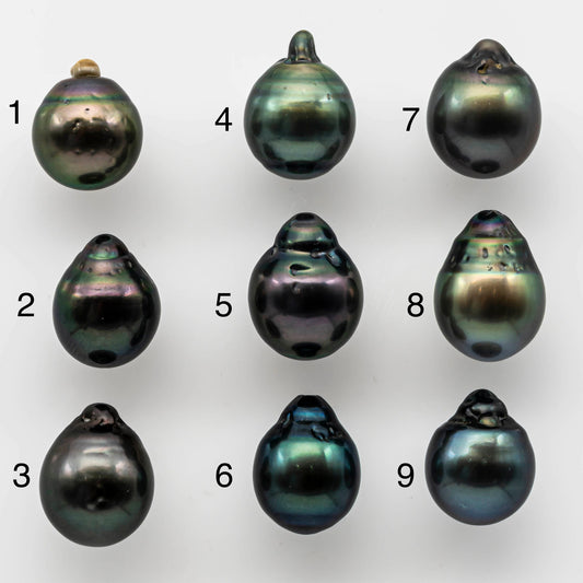 11-2mm Teardrop Tahitian Pearl Undrilled Loose Single Piece in Natural Color and High Luster with Blemishes, SKU # 1497TH