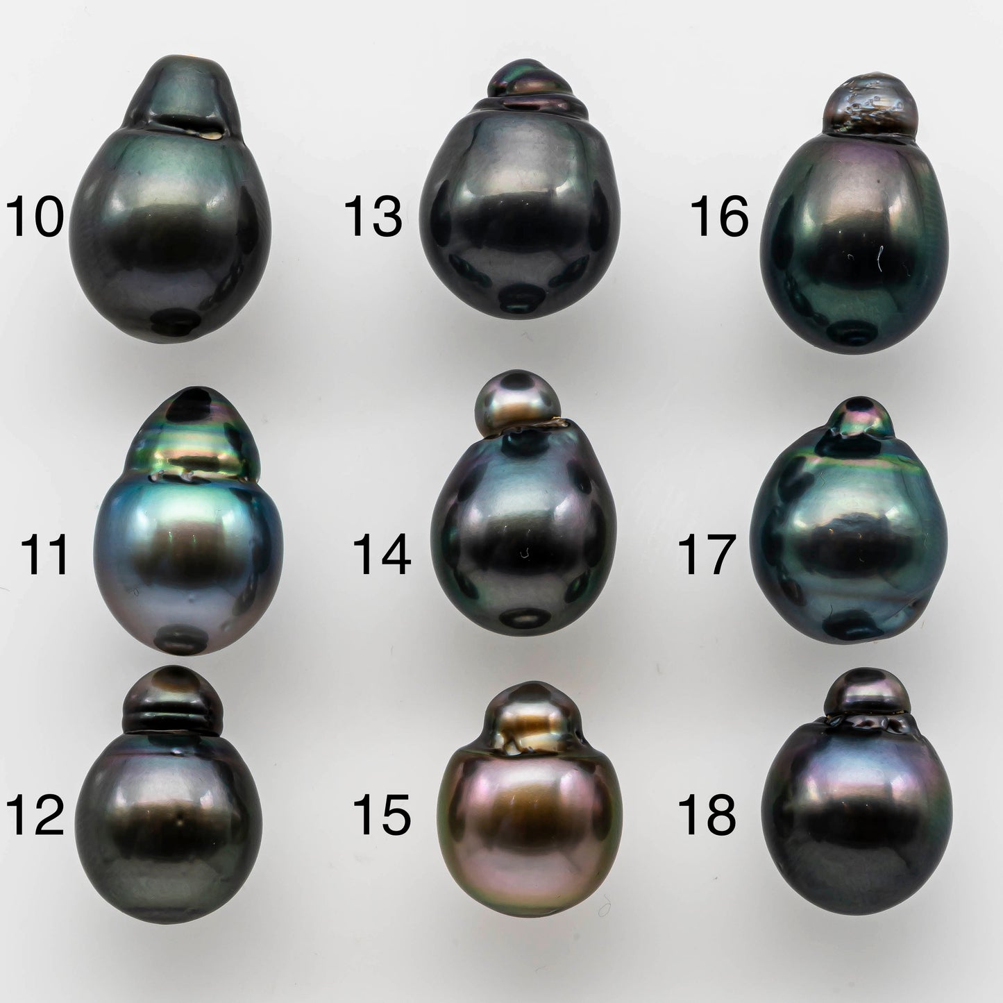 11-12mm Loose Tahitian Pearl Teardrop Shape Undrilled Loose Single Piece in Natural Color and High Luster, SKU # 1499TH