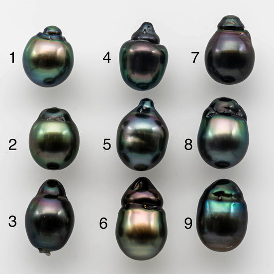 11-12mm Loose Tahitian Pearl Teardrop Shape Undrilled Loose Single Piece in Natural Color and High Luster, SKU # 1499TH