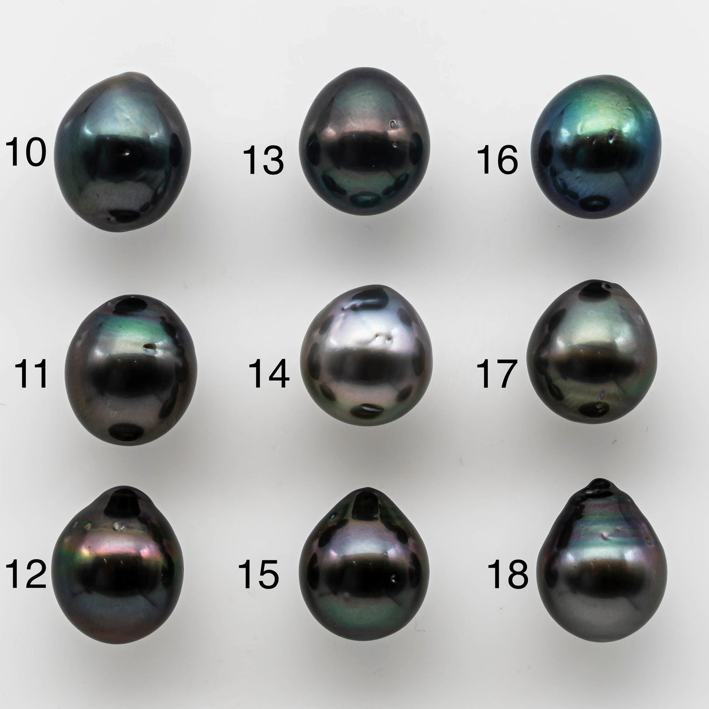 11-12mm Beautiful Tahitian Pearl Drop Shape in Loose Undrilled Single Piece Natural Color and High Luster with Blemishes, SKU # 1500TH