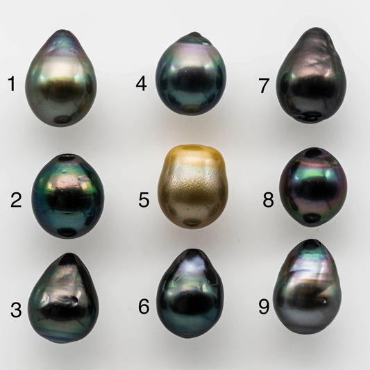 11-12mm Gorgeous Tahitian Pearl Undrilled Drops in Single Piece Loose High Luster and Natural Color, SKU # 1503TH