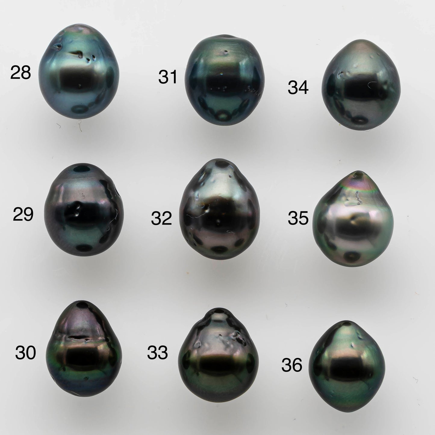 9-10mm Tahitian Pearl Tear Drops Single Piece Loose Undrilled in High Luster and Natural Color with Blemishes, SKU # 1468TH