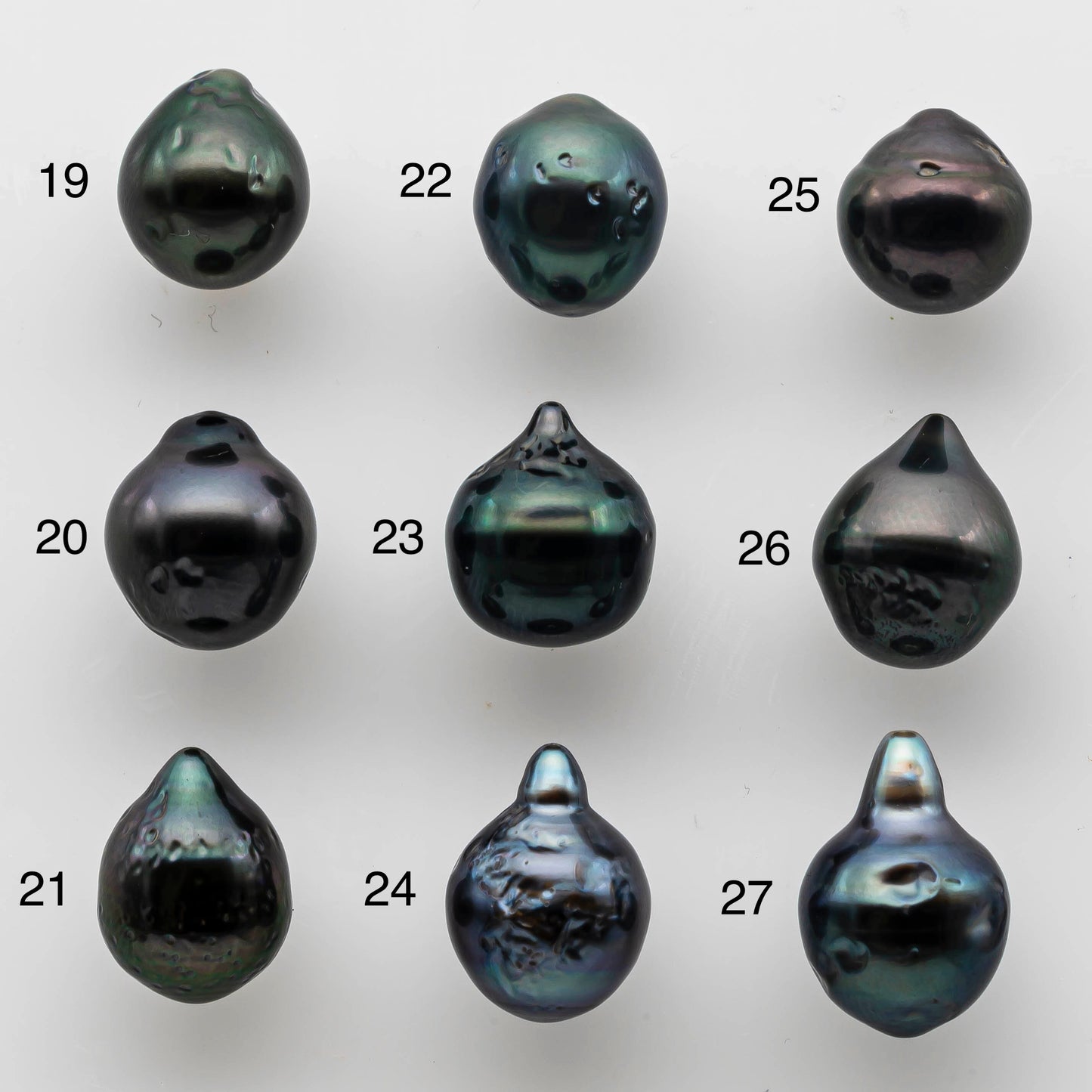 9-10mm Loose Tahitian Pearl Teardrops Undrilled Single Piece in High Luster and Natural Color with Blemishes, SKU #1470TH
