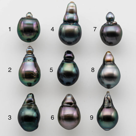 9-10mm Baroque Tahitian Pearl Teardrop Loose Undrilled, One Piece in High Luster and Natural Color, SKU # 1471TH