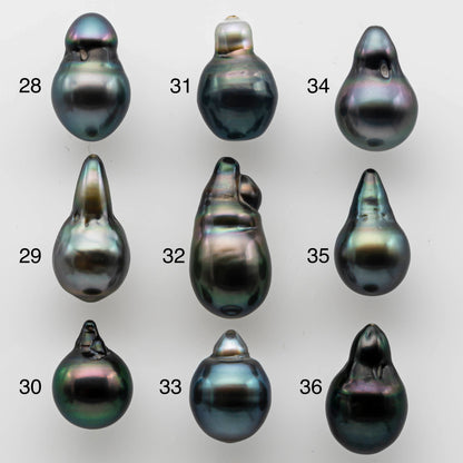 9-10mm Teardrop Tahitian Pearl One Single Piece Teardrop Loose Undrilled in High Luster and Natural Color, SKU # 1472TH