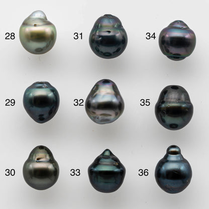 9-10mm Tear Drop Tahitian Pearl Single Piece Loose Undrilled in Natural Color and High Luster with Blemishes, SKU # 1473TH