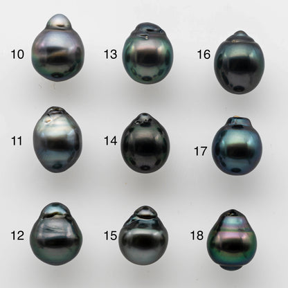 9-10mm Tear Drop Tahitian Pearl Single Piece Loose Undrilled in Natural Color and High Luster with Blemishes, SKU # 1473TH