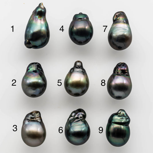 12-13mm Drop Tahitian Pearl Baroque in Undrilled Loosed Single Piece Natural Color and High Luster, SKU # 1506TH