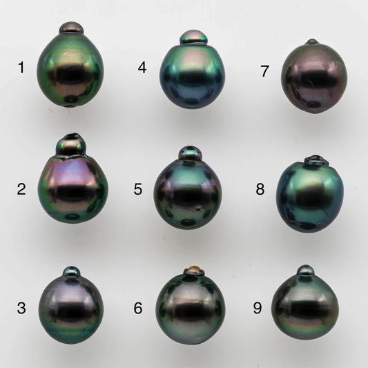 9-10mm Tahitian Pearl Baroque Teardrop Loose Single Piece Undrilled in High Luster and Natural Color, SKU # 1474TH