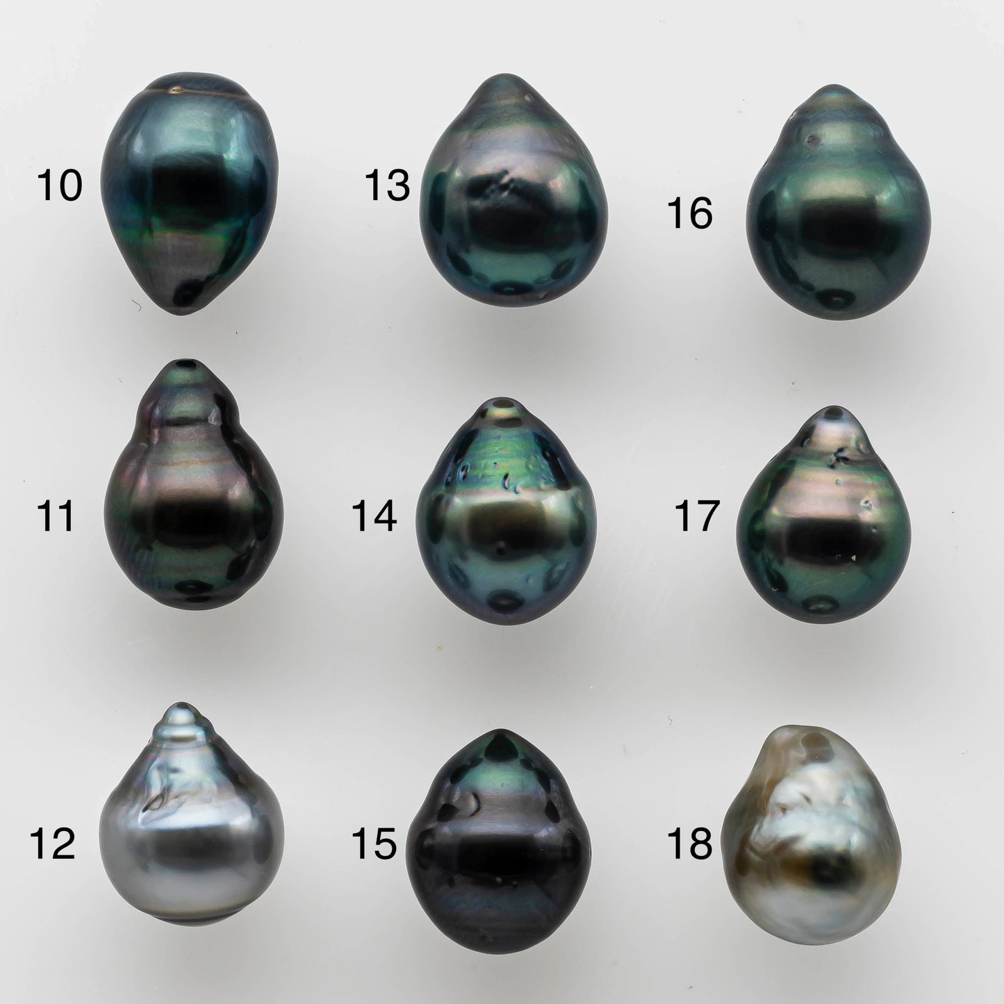 9-10mm Teardrop Tahitian Pearl Single Loose Piece Undrilled in Natural Color and High Luster with some Blemishes, SKU # 1475TH