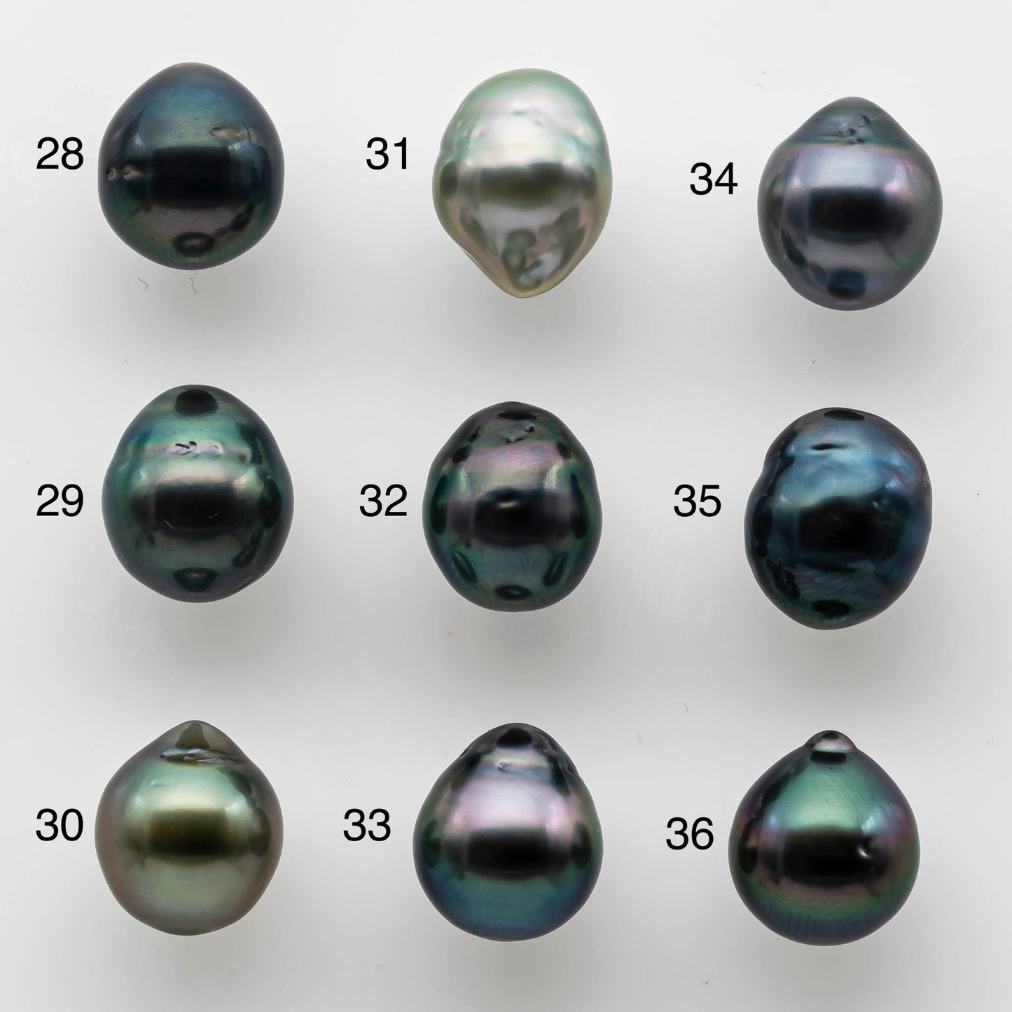 9-10mm Single Tahitian Pearl Teardrop Loose Undrilled Piece in High Luster and Natural Color with Blemishes, SKU #1476TH