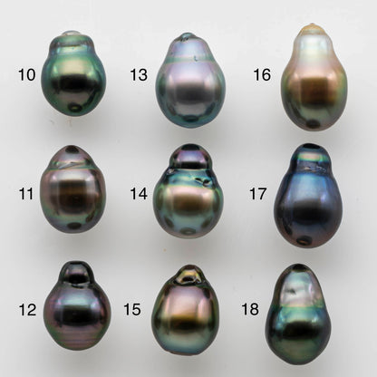 9-10mm Colorful Tahitian Baroque Teardrop Pearl Undrilled Loose Single Piece Natural Color  and High Luster with Minor Blemish, SKU # 1478TH