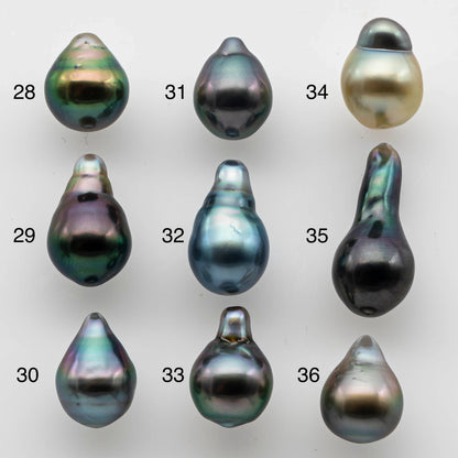9-10mm Colorful Tahitian Baroque Teardrop Pearl Undrilled Loose Single Piece Natural Color  and High Luster with Minor Blemish, SKU # 1478TH