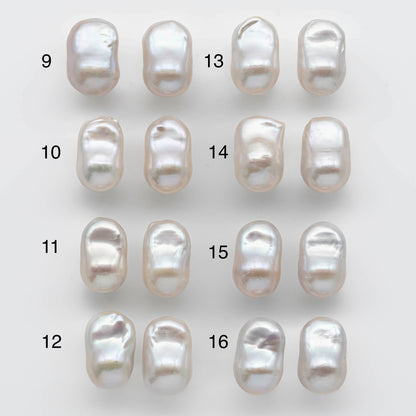 11-12mm AAA Baroque Pearl Loose Pair Undrilled with High Luster and Smooth Surface of Making Earring, SKU # 1359BA