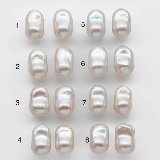 11-12mm AAA Baroque Pearl Loose Pair Undrilled with High Luster and Smooth Surface of Making Earring, SKU # 1359BA