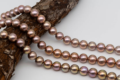 AAA 12-14mm Edison Pearl Round Natural Purple with Golden Tone and Amazing Luster, Rare Finding, SKU # 1338EP