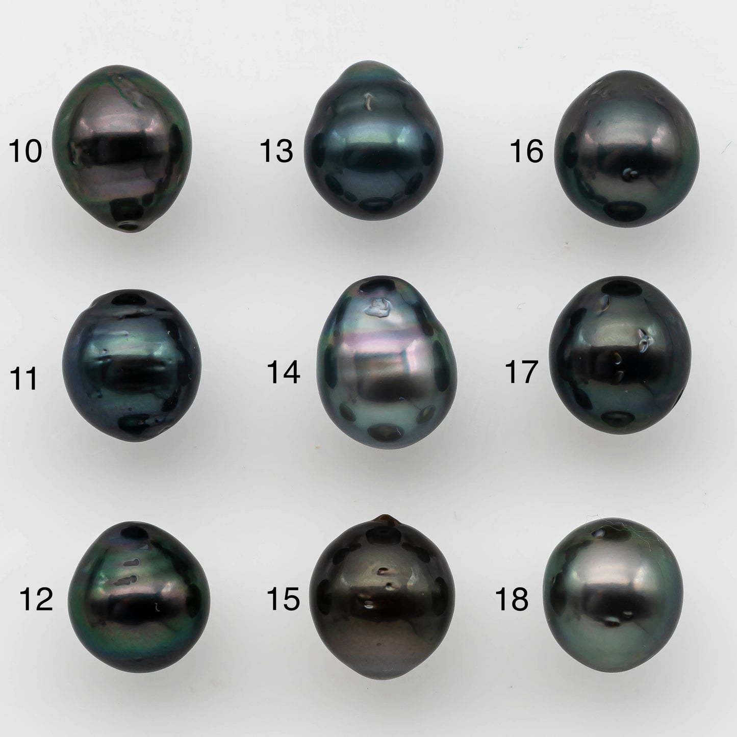 10-11mm Tahitian Pearl Drops Undrilled Single Piece in High Luster and Natural Color with Flaws, SKU # 1492TH