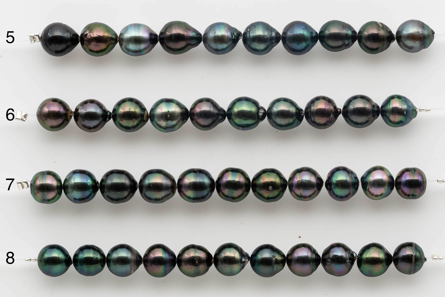 8-9mm Near Round Tahitian Pearl with Natural Color and Beautiful Luster in Short Strand for Making Jewelry, SKU # 1522TH