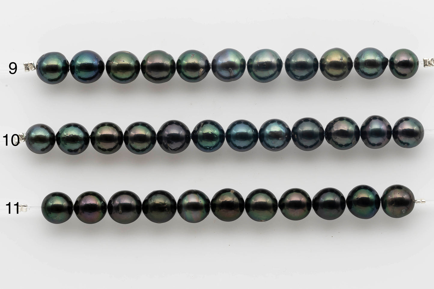 8-9mm Peacock Tahitian Pearl with Extra High Luster and Natural Color for Jewelry Making in Short Strand, SKU # 1525TH