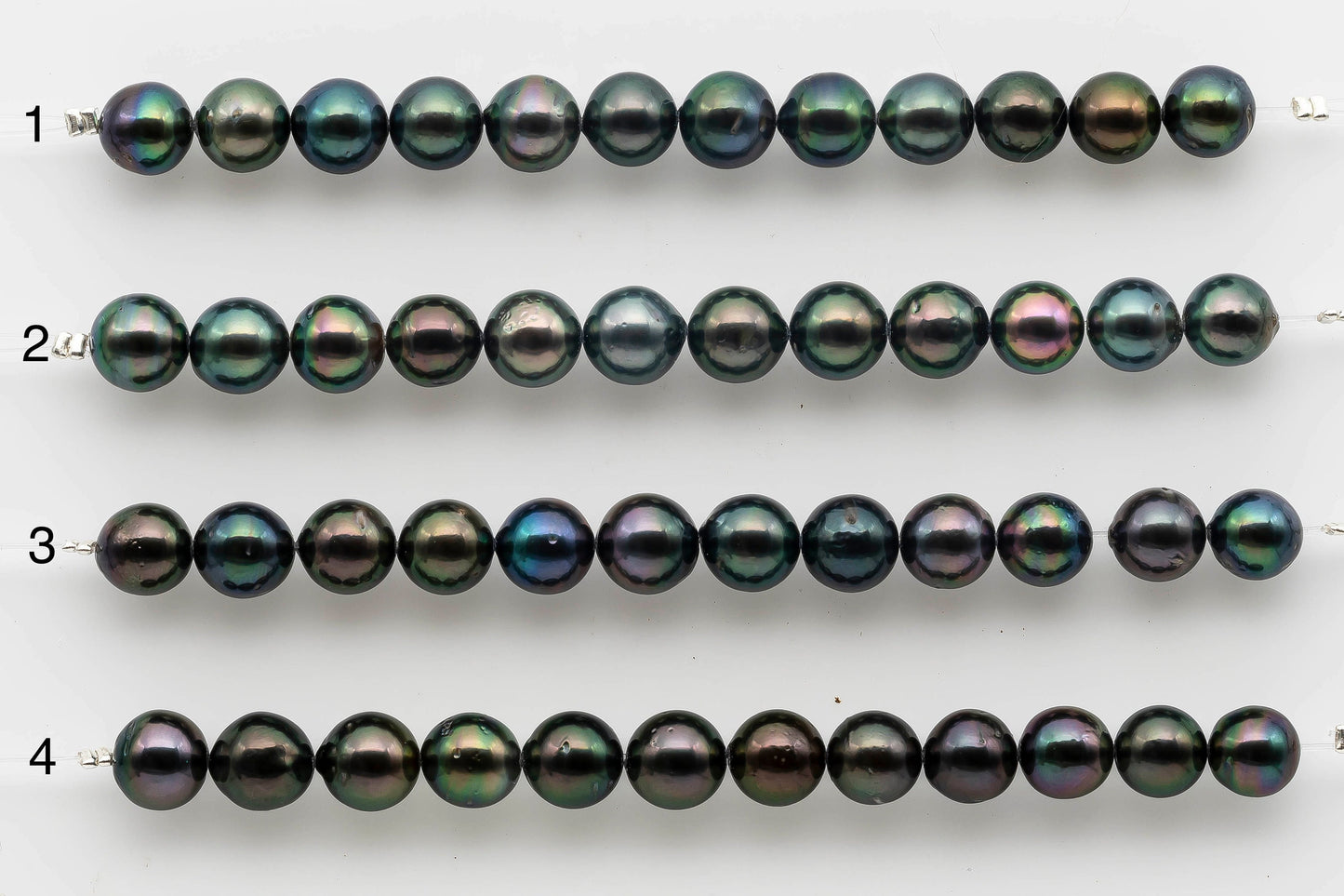 8-9mm Peacock Tahitian Pearl with Extra High Luster and Natural Color for Jewelry Making in Short Strand, SKU # 1525TH