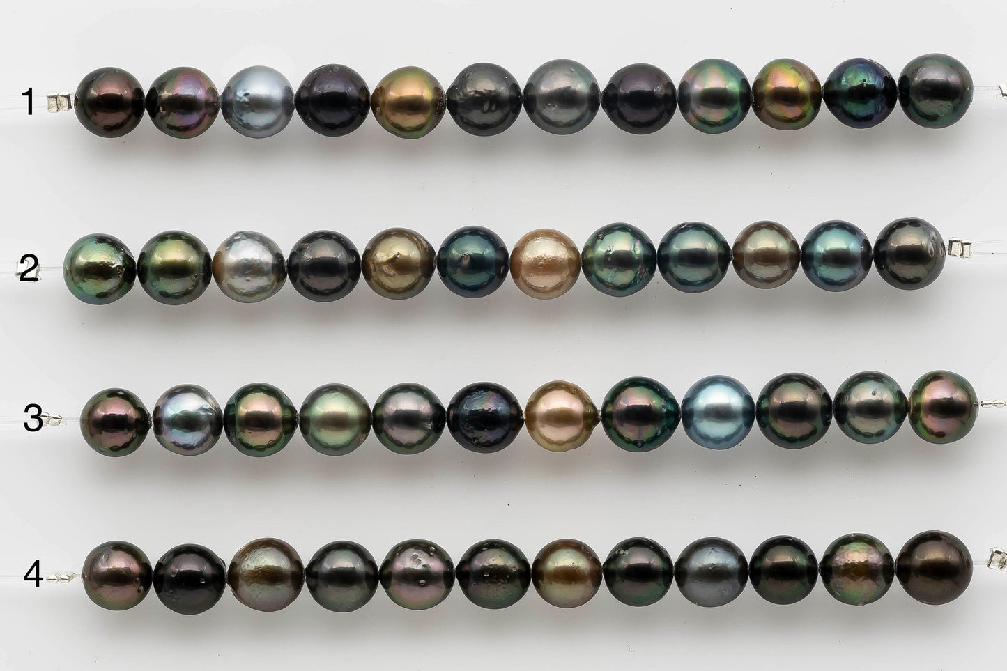 8-9mm Multi Color Tahitian Pearl Round with Amazing Luster in Short Strands for Jewelry Making, SKU # 1526TH