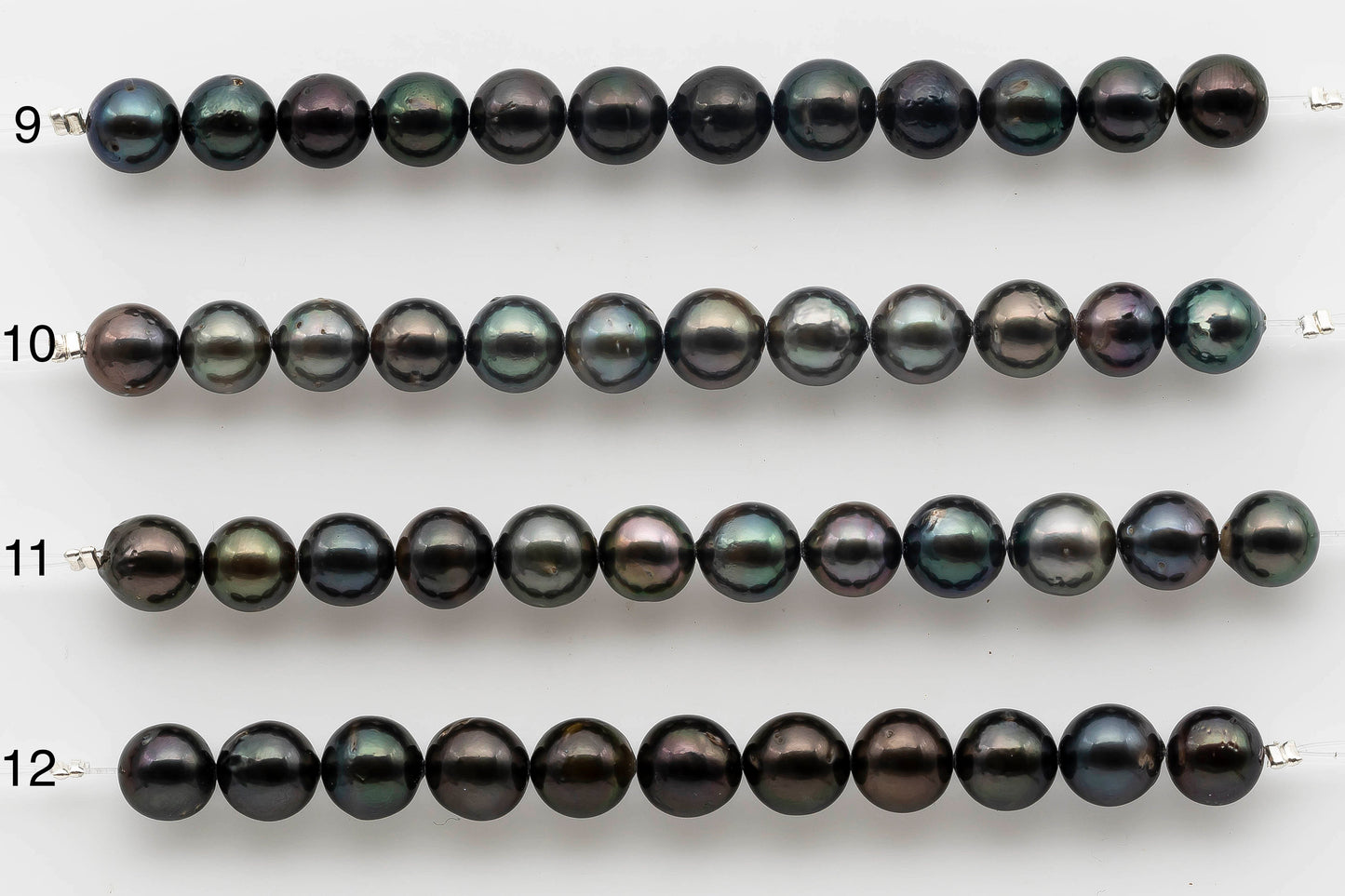 8-9mm Round Tahitian Pearl in Short Strand with High Luster and Natural Color for Jewelry Making, SKU # 1527TH