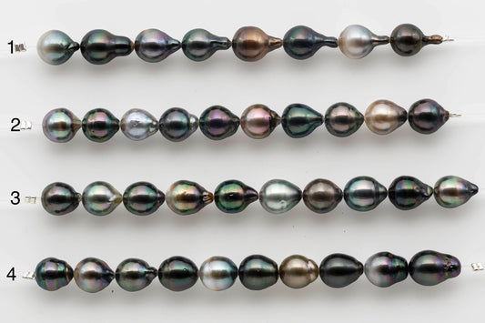 8-9mm Drop Tahitian Pearl Multi Color and High Luster in Short Strand for Jewelry Making, SKU # 1529TH