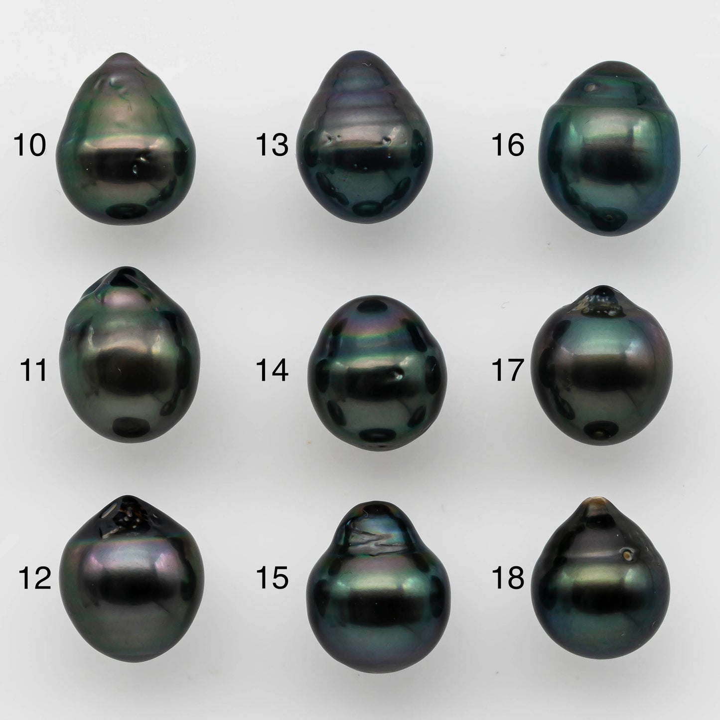 10-11mm Loose Tahitian Pearl Tear Drops Single Piece Undrilled in Natural Color and Nice Luster with Flaws, SKU # 1491TH