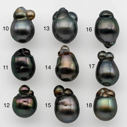 10-11mm Baroque Tahitian Pearl Drops Undrilled Loose Single Piece in High Luster and Natural Color with Blemishes, SKU # 1490TH