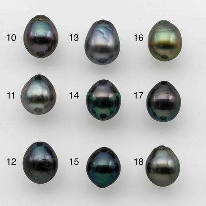 10-11mm Tahitian Pearl Drop with High Luster and Natural Color with Minor Blemishes, Loose Single Piece Undrilled, SKU # 1483TH