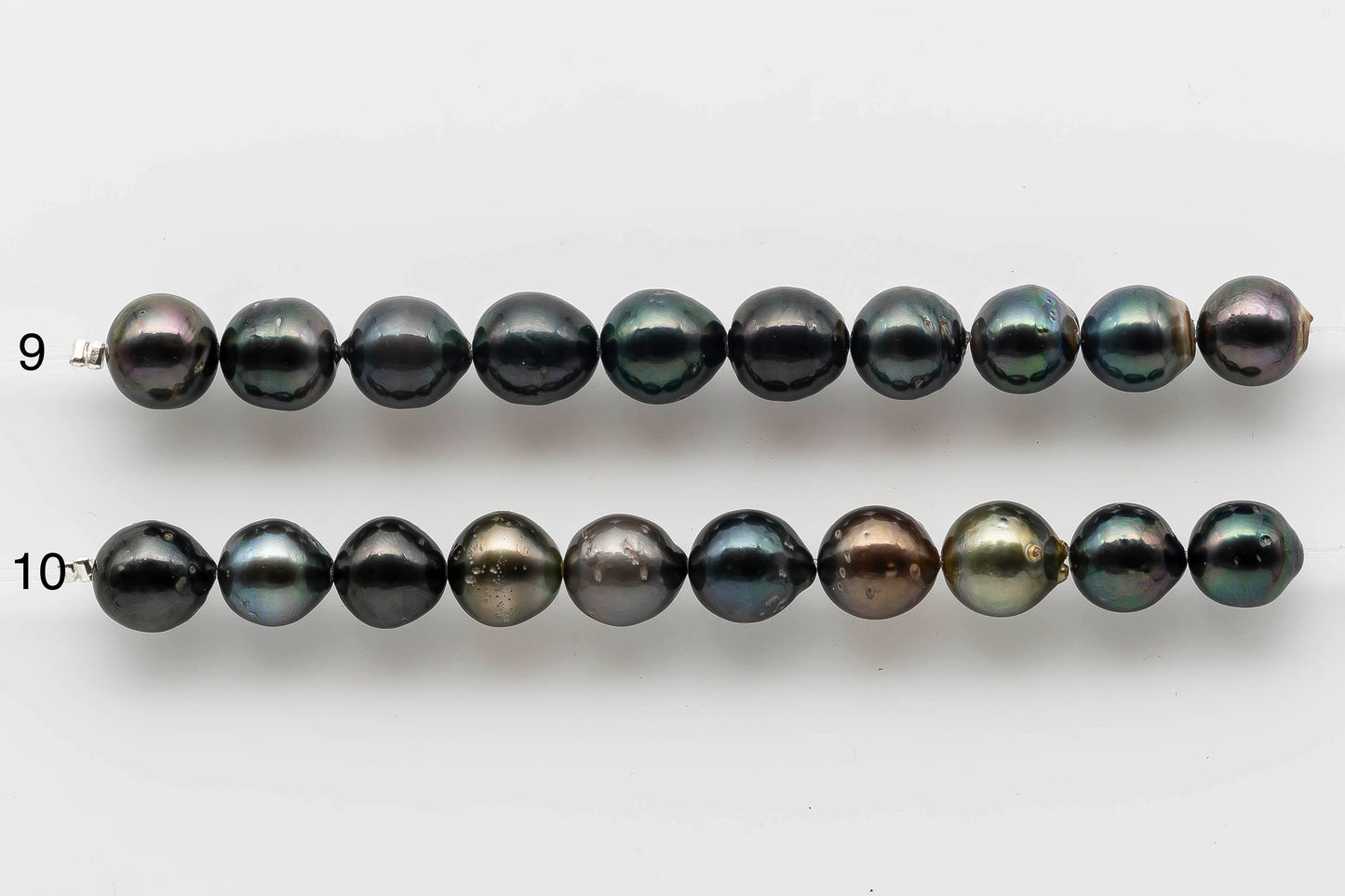 9-10mm Round Tahitian Pearl with High Luster and Natural Color in Short Strand for Jewelry Making, SKU # 1534TH