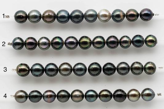 9-10mm Round Tahitian Pearl with High Luster and Natural Color in Short Strand for Jewelry Making, SKU # 1534TH