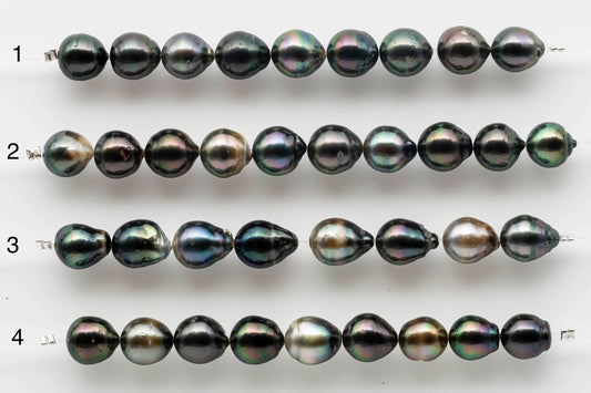 9-10mm Near Round Tahitian Pearl with High Luster and Natural Color in Short Strand for Beading, SKU # 1535TH