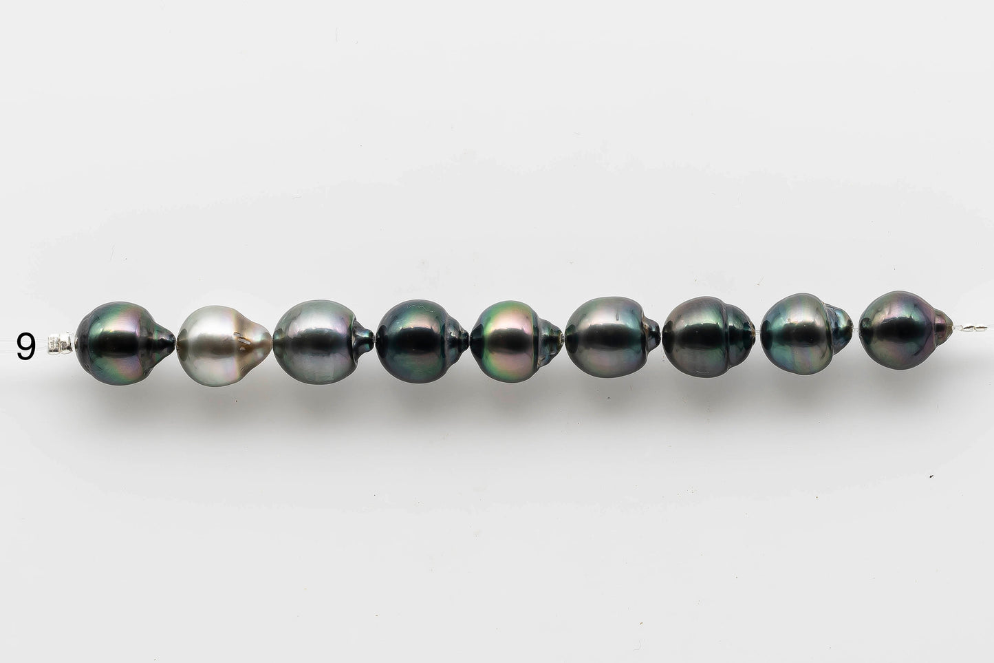 9-10mm Teardrop Tahitian Pearl with High Luster and Natural Color in Short Strand for Making Jewelry, SKU # 1536TH