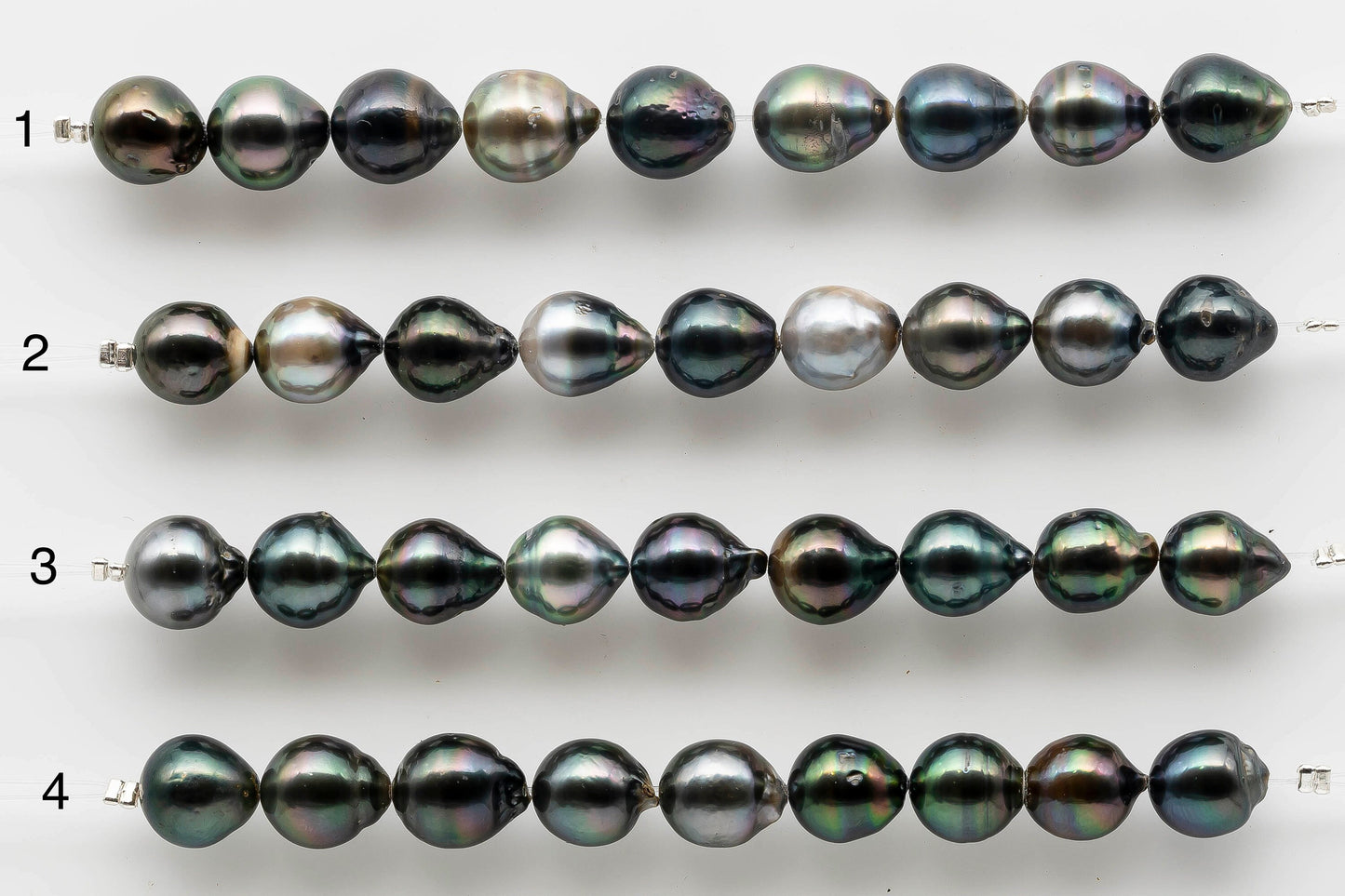 9-10mm Teardrop Tahitian Pearl with High Luster and Natural Color in Short Strand for Making Jewelry, SKU # 1536TH