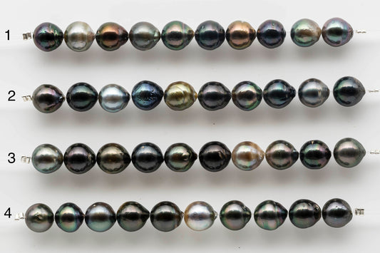 9-10mm Drop Tahitian Pearl with High Luster and Natural Multi Color in Short Strand for DYI, SKU # 1537TH