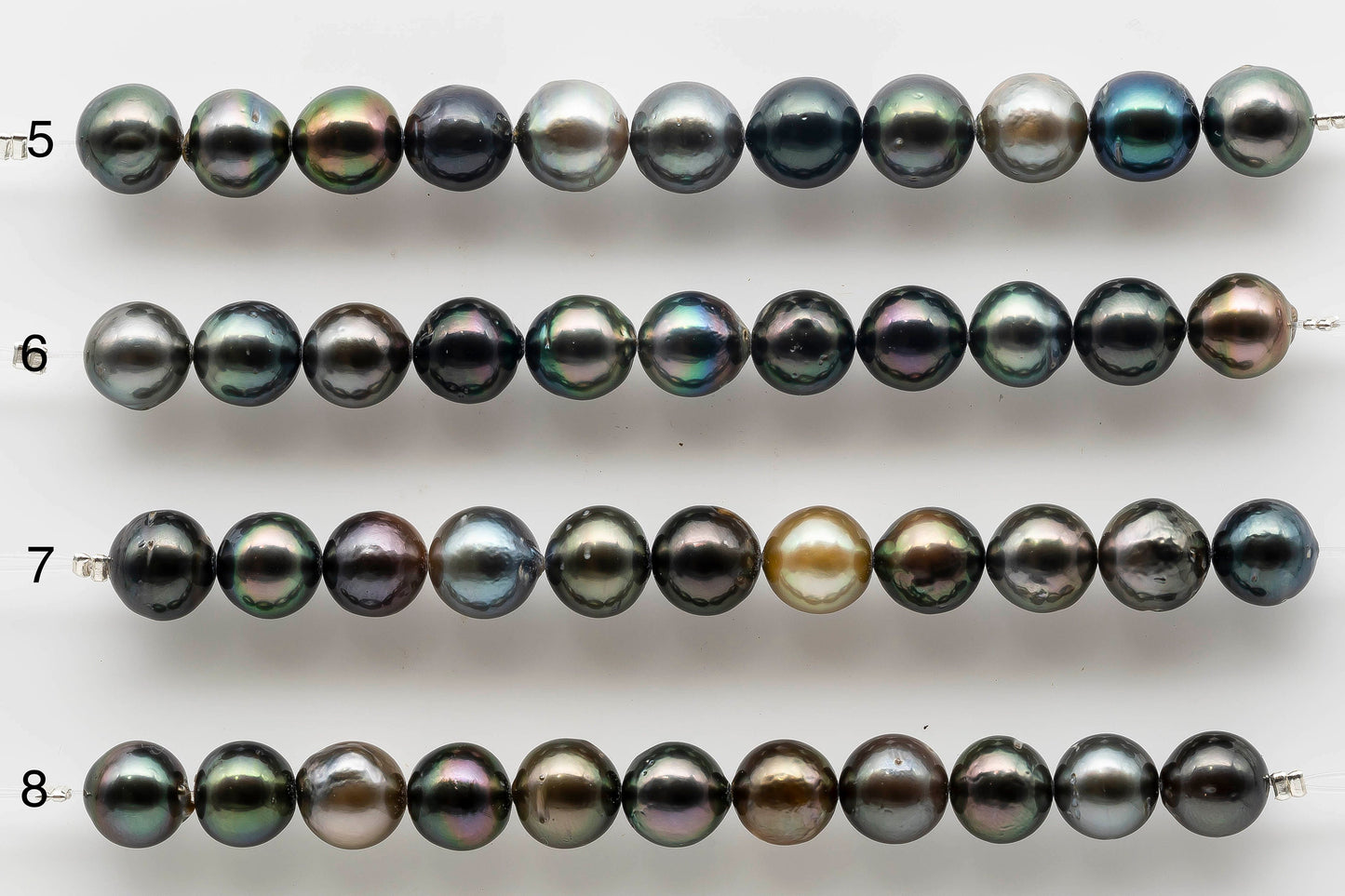 9-10mm Multi Color Round Tahitian Pearl with High Luster in Short Strand for Jewelry Making, SKU # 1538TH