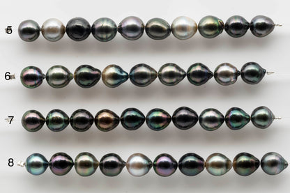 9-10mm Multi Color Teardrop Tahitian Pearl with Amazing High Luster in Short Strand for Making Jewelry, SKU # 1541TH